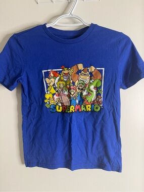 Boys Super Mario Short Sleeve T Shirt Medium Blue